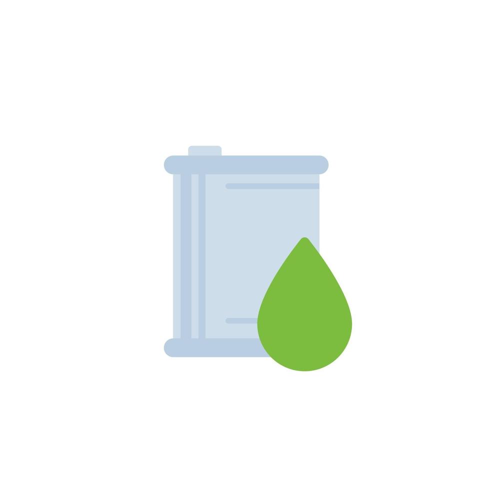 icône de baril de biocarburant sur blanc, plat vecteur