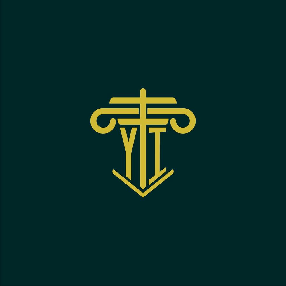 yi initiale monogramme logo conception pour loi raffermir avec pilier vecteur image