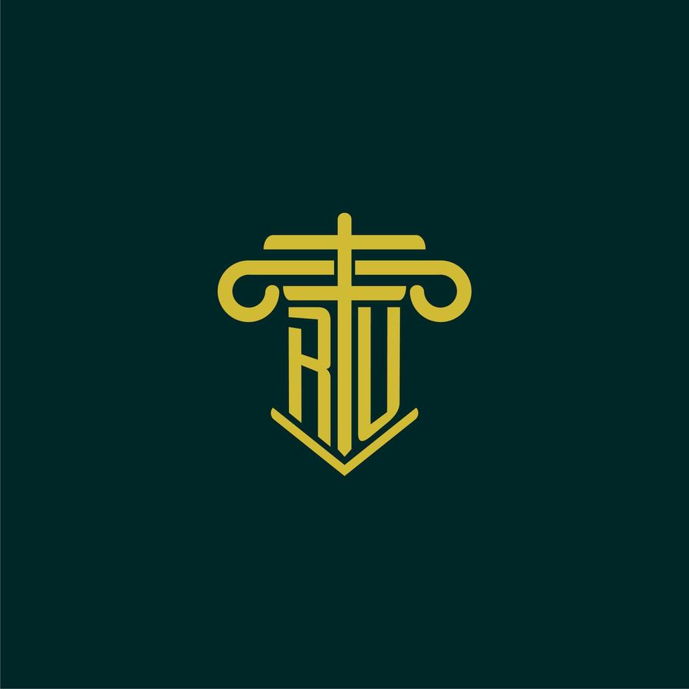 ru initiale monogramme logo conception pour loi raffermir avec pilier vecteur image