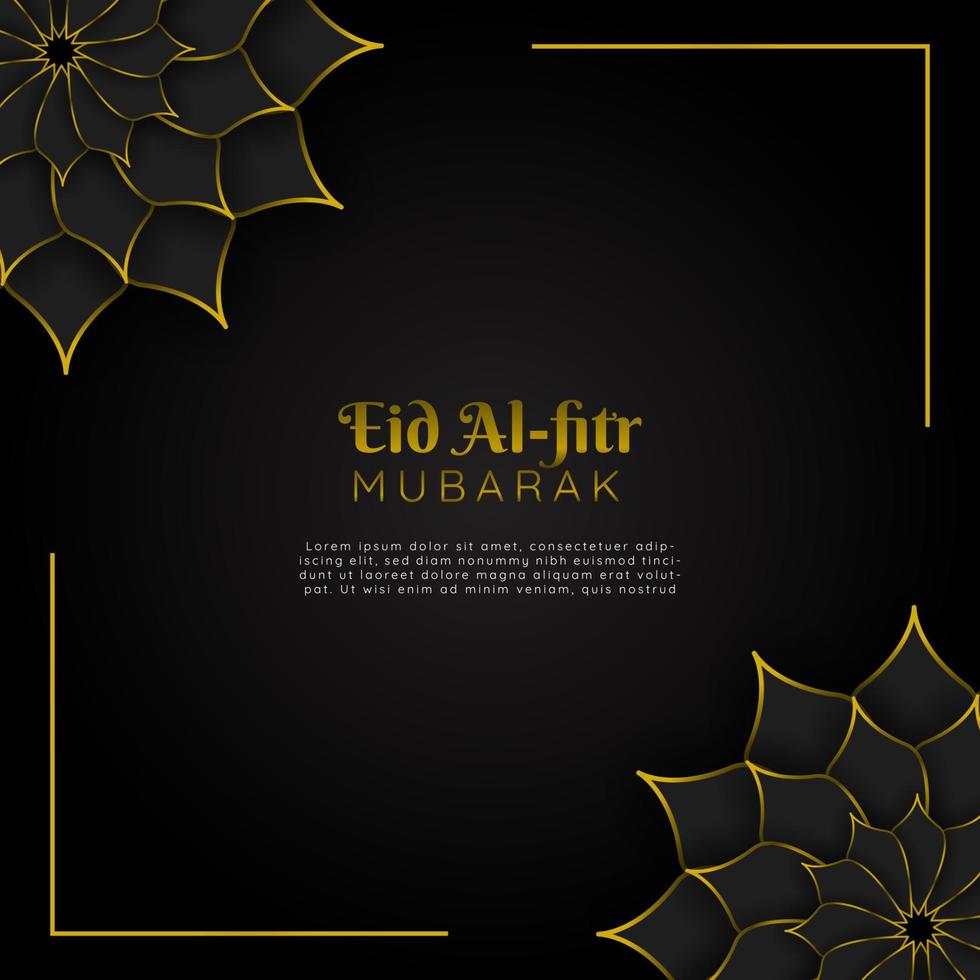 luxueux salutation carte content eid al-fitr. islamique luxe Contexte conception avec luxueux noir et or fleur cadres vecteur