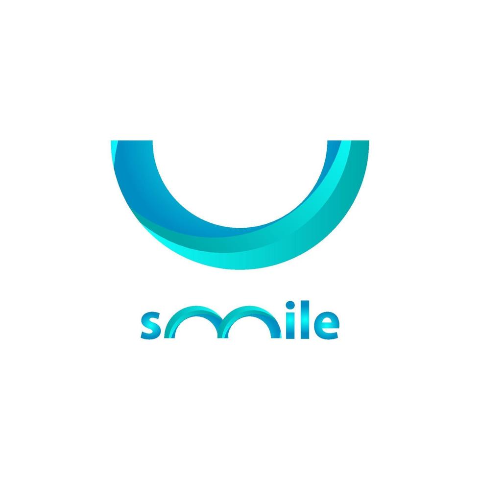 sourire, logo, conception bleue, vecteur, modèle, illustration vecteur