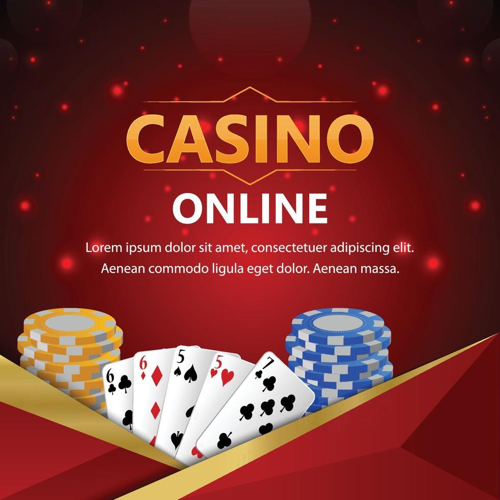 fond de casino de poker avec des jetons de casino et des cartes à jouer vecteur