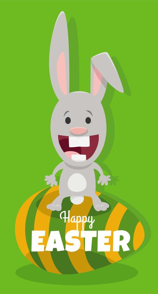 dessin animé Pâques lapin sur peint Oeuf salutation carte vecteur