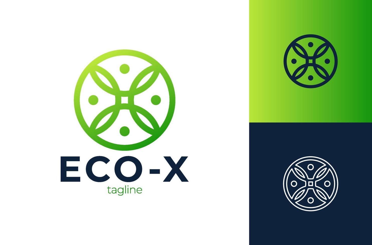 lettre x eco laisse les éléments du modèle de conception logo icône. x lettre avec des feuilles vertes. éléments de modèle de conception de vecteur pour votre application d'écologie ou votre identité d'entreprise.