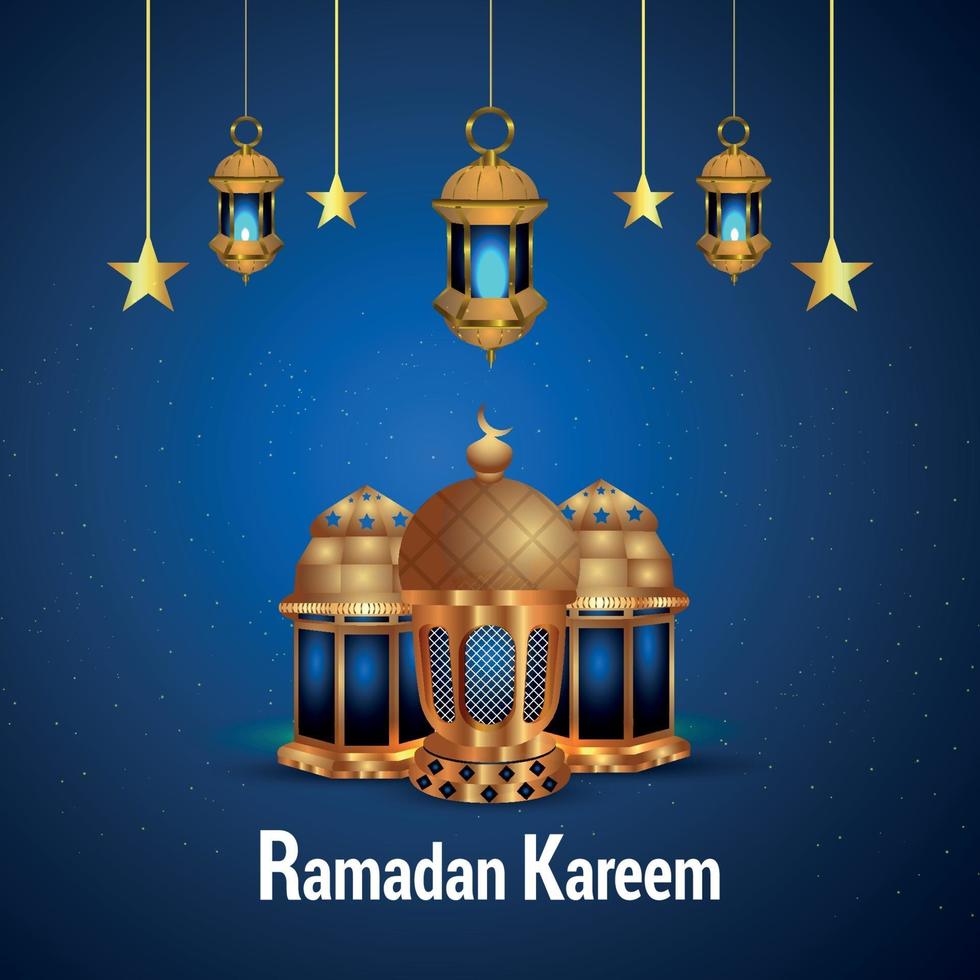 ramadan kareem lanterne dorée et fond vecteur