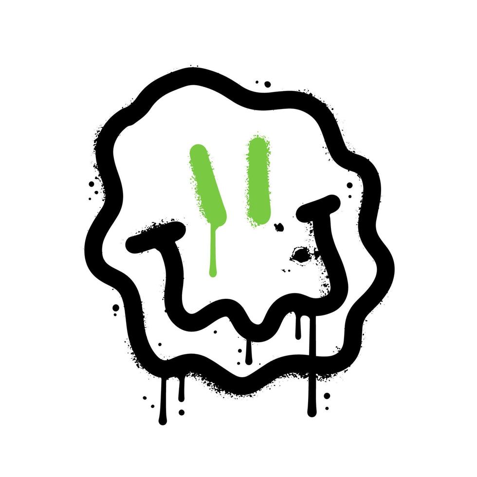 rétro déformé fusion emoji impression dans Urbain graffiti style pour homme femme ou des gamins graphique tee t chemise. y2k grincer des dents texturé vecteur illustration.