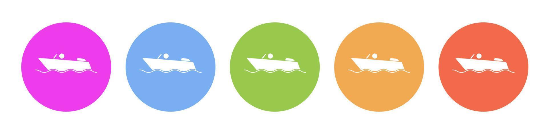 multi coloré plat Icônes sur rond arrière-plans. bateau multicolore cercle vecteur icône sur blanc Contexte