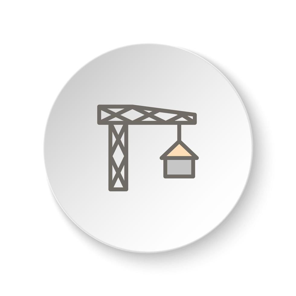 rond bouton pour la toile icône, bâtiment, construction, maison. bouton bannière rond, badge interface pour application illustration sur blanc Contexte vecteur