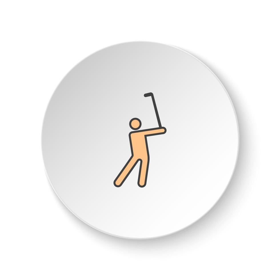rond bouton pour la toile icône, homme, le golf, jouant. bouton bannière rond, badge interface pour application illustration sur blanc Contexte vecteur