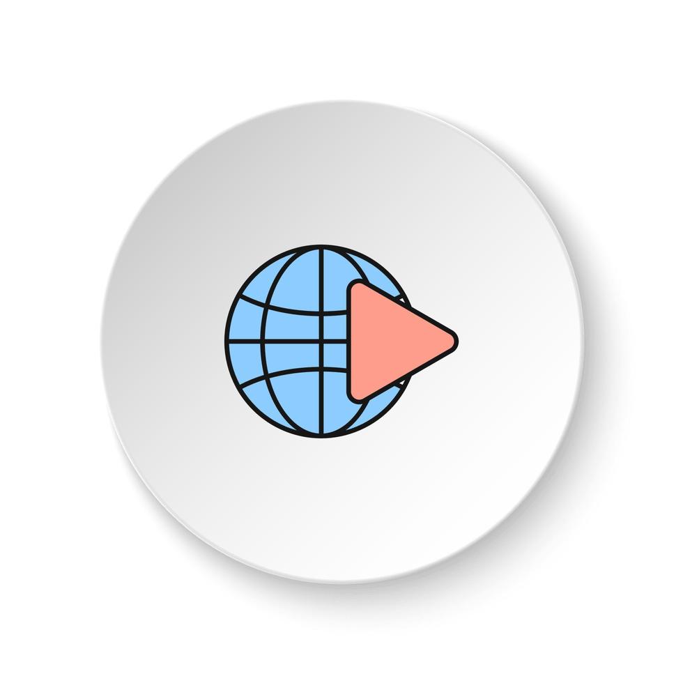 rond bouton pour la toile icône, la logistique, globule. bouton bannière rond, badge interface pour application illustration sur blanc Contexte vecteur