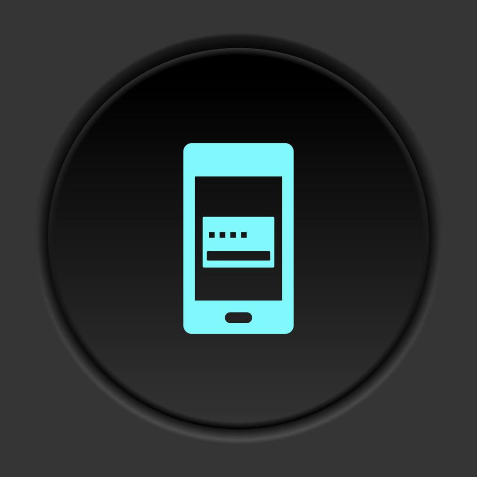 foncé bouton icône téléphone crédit carte. bouton bannière rond badge interface pour application illustration sur assombrir Contexte vecteur