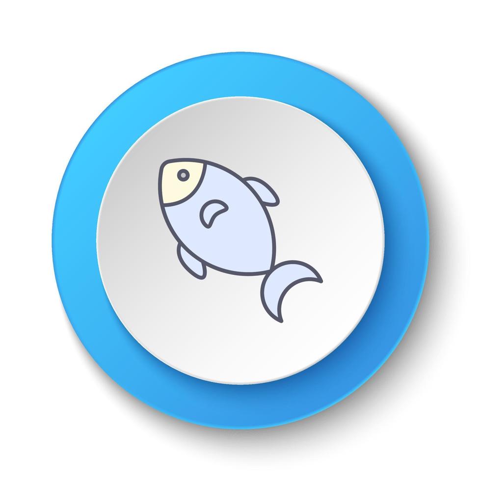 rond bouton pour la toile icône, poisson, aliments. bouton bannière rond, badge interface pour application illustration sur blanc Contexte vecteur