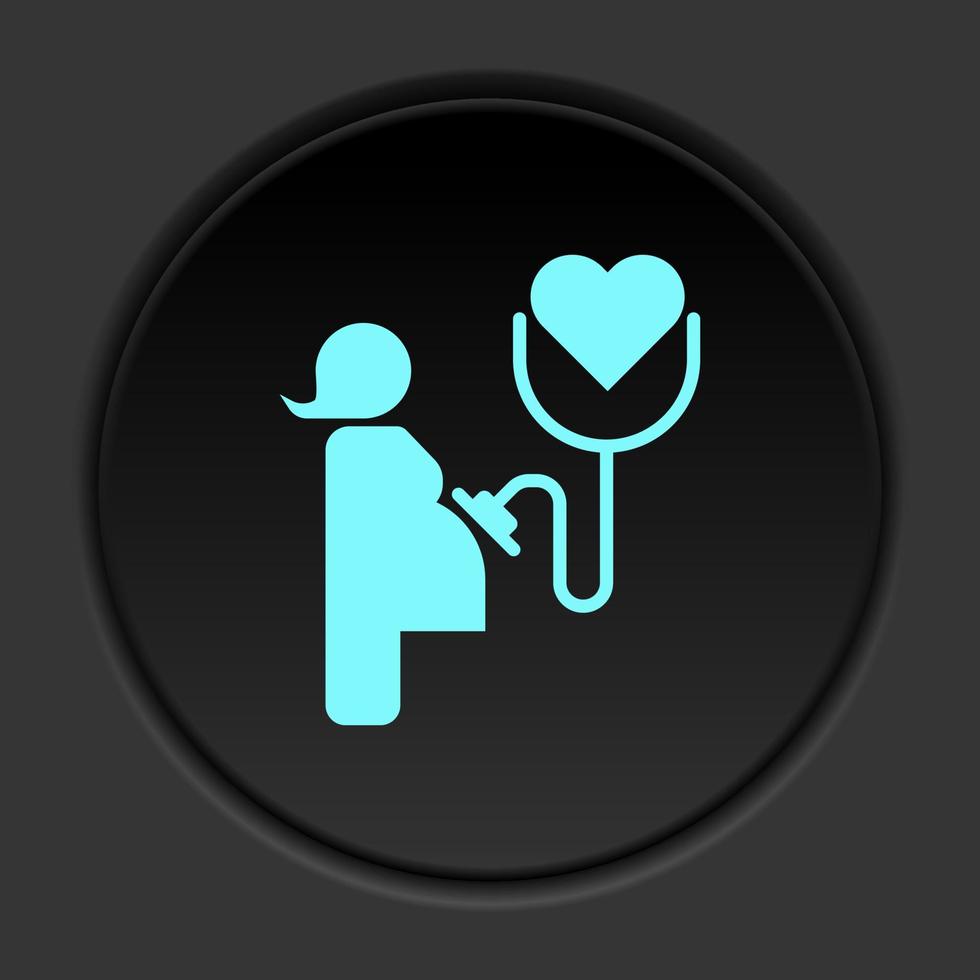 foncé bouton icône la vie Enceinte médicament. bouton bannière rond badge interface pour application illustration sur assombrir Contexte vecteur