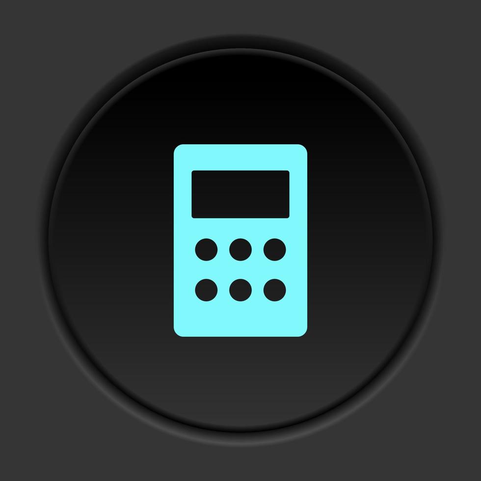 foncé bouton icône mobile téléphone. bouton bannière rond badge interface pour application illustration sur assombrir Contexte vecteur