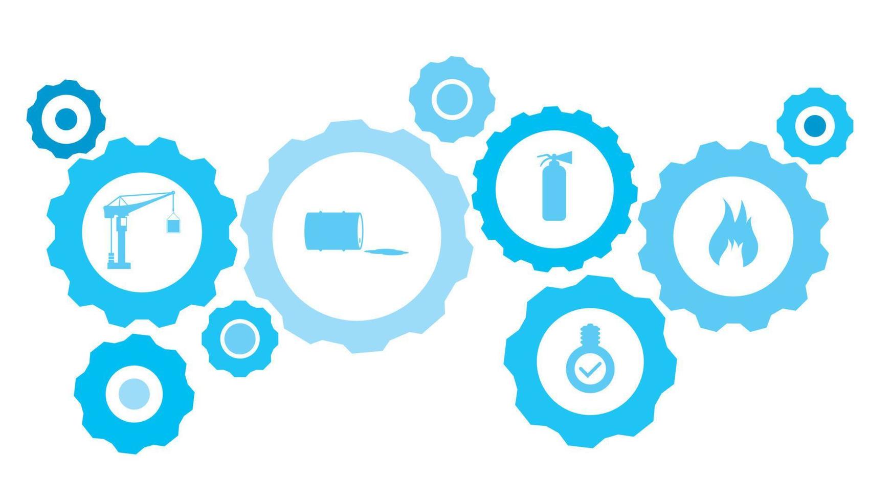 connecté engrenages et vecteur Icônes pour la logistique, service, expédition, distribution, transport, marché, communiquer concepts. ouvriers, réparation équipement bleu icône ensemble icône sur foncé Contexte
