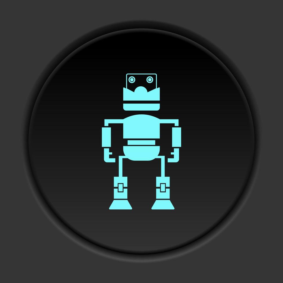 foncé bouton icône robot technologie. bouton bannière rond badge interface pour application illustration sur assombrir Contexte vecteur