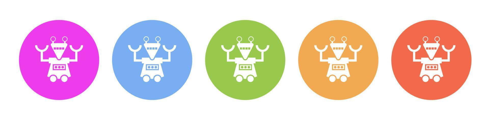 multi coloré icône robot technologie. bouton bannière rond badge interface pour application illustration sur blanc Contexte vecteur