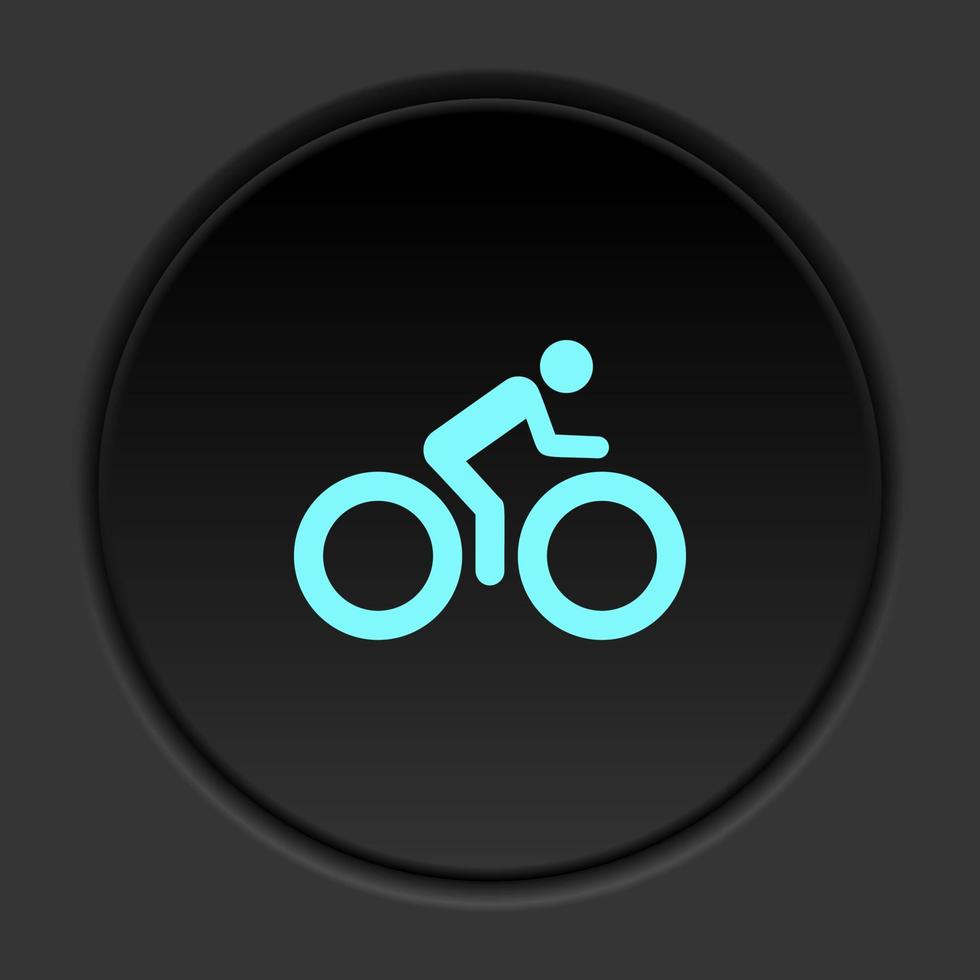 rond bouton icône bicyclette homme. bouton bannière rond badge interface pour application illustration sur foncé Contexte vecteur