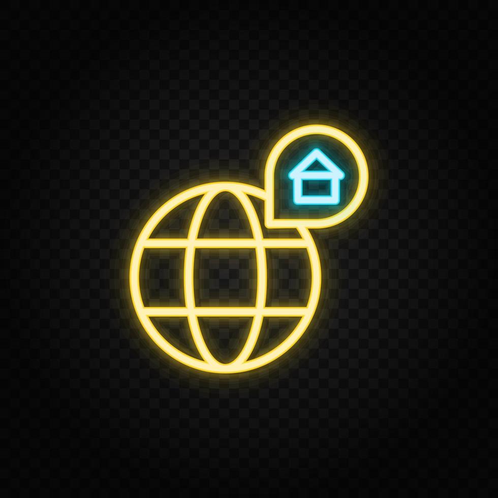 réel biens vecteur emplacement, carte, maison. illustration néon bleu, jaune, rouge icône ensemble