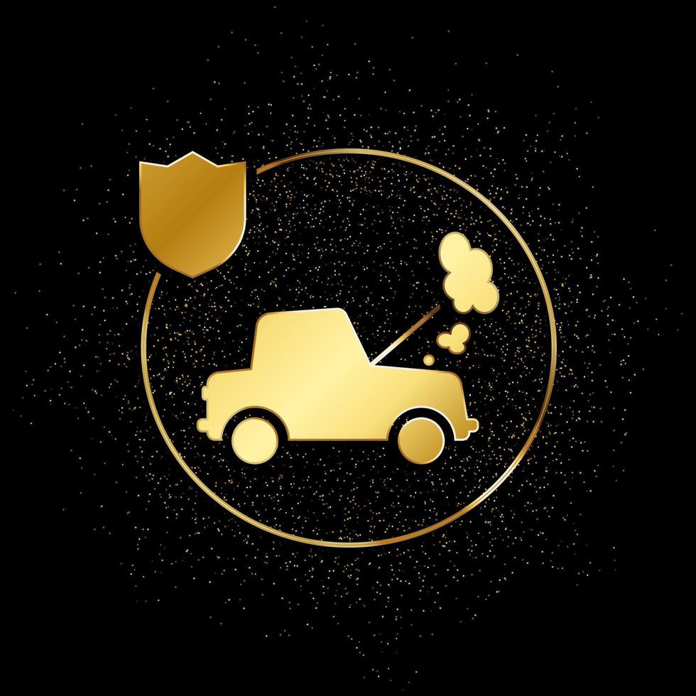 voiture, Assurance or icône. vecteur illustration de d'or particule Contexte. or vecteur icône