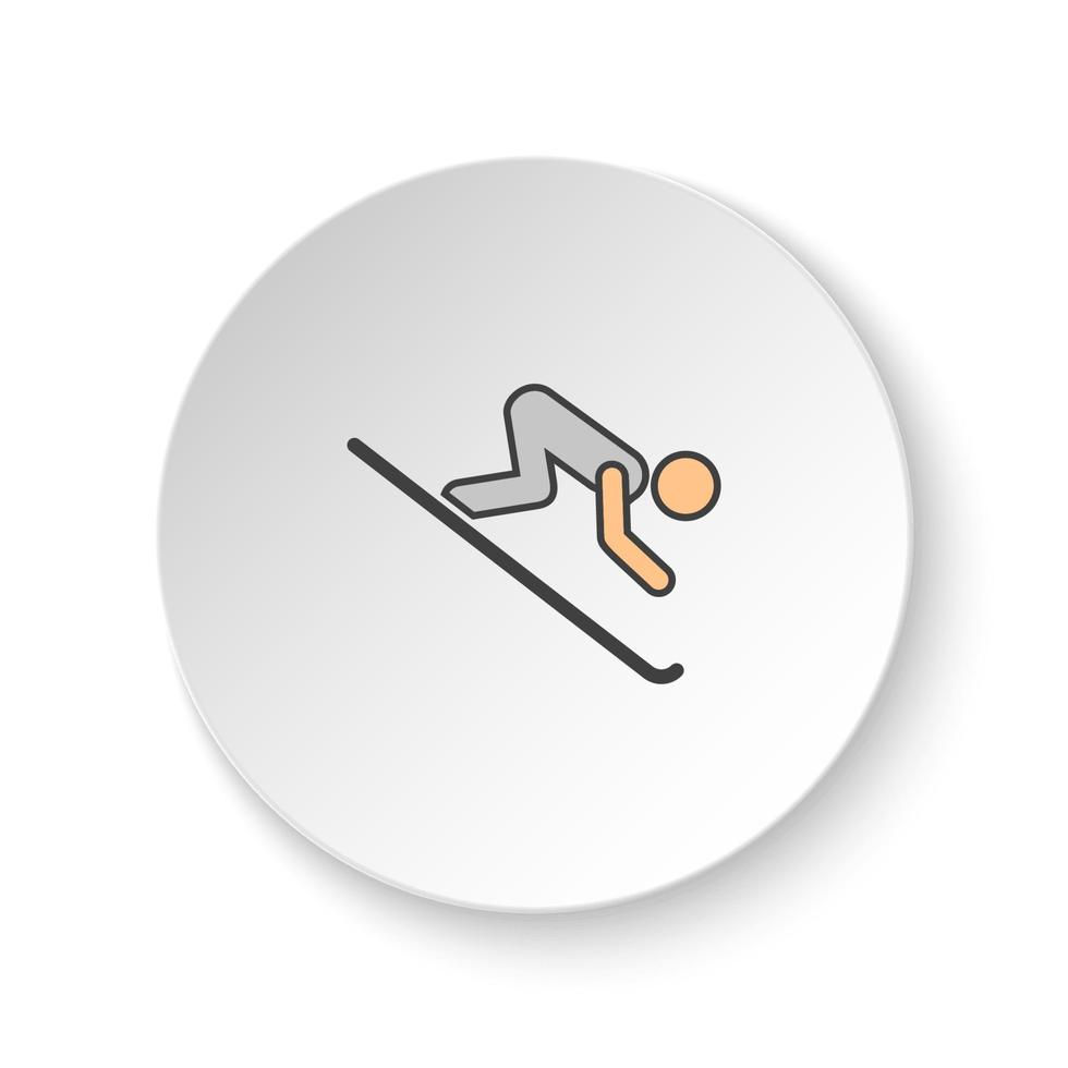 rond bouton pour la toile icône, ski silhouette. bouton bannière rond, badge interface pour application illustration sur blanc Contexte vecteur