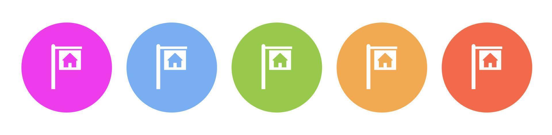 multi coloré plat Icônes sur rond arrière-plans. maison pour location multicolore cercle vecteur icône sur blanc Contexte