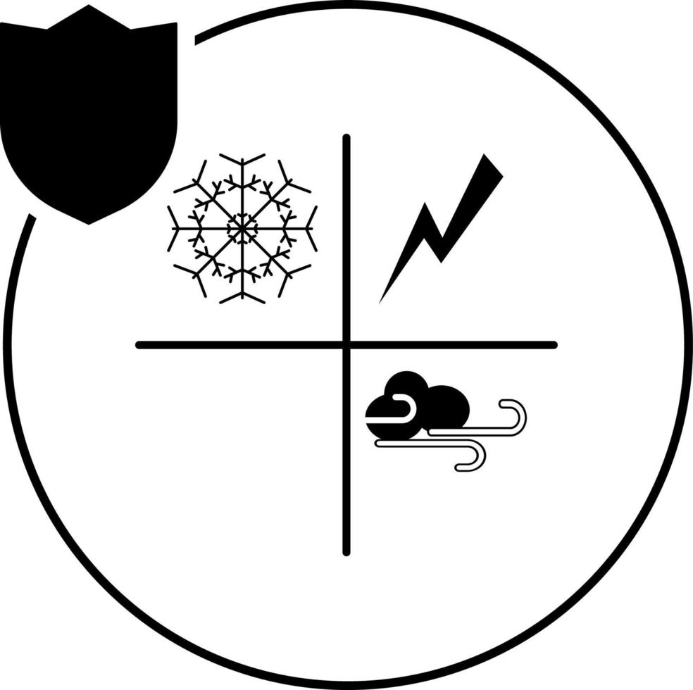 maison, assurance, Naturel calamité, temps icône illustration isolé vecteur signe symbole - Assurance icône vecteur noir - vecteur sur blanc Contexte