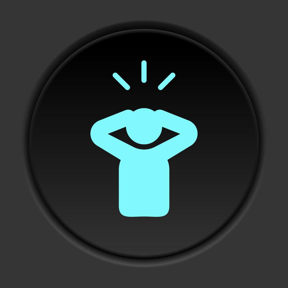 foncé bouton icône mal de tête. bouton bannière rond badge interface pour application illustration sur assombrir Contexte vecteur