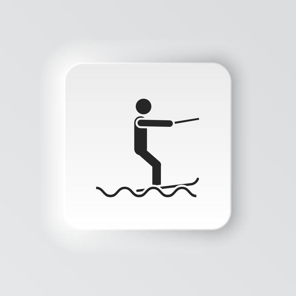 rectangle bouton icône le surf mer. bouton bannière rectangle badge interface pour application illustration sur néomorphe style sur blanc Contexte vecteur