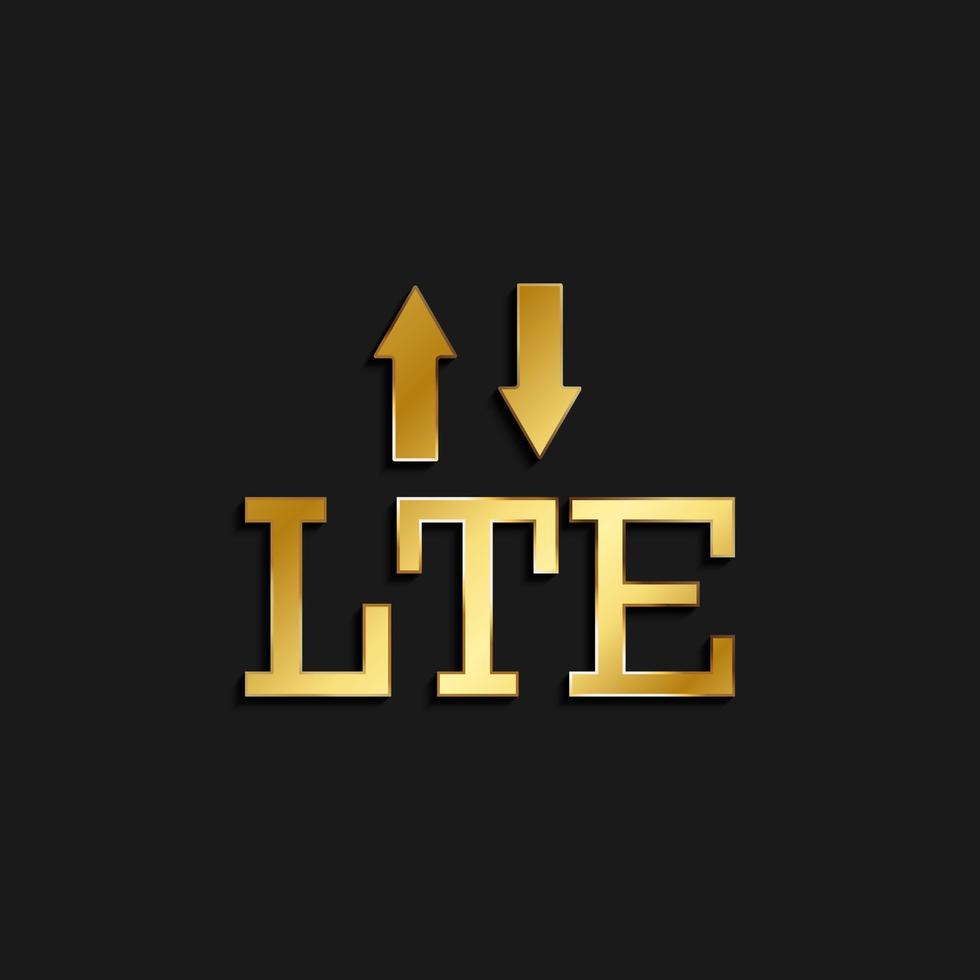 lte, signal, flèches or icône. vecteur illustration de d'or style icône sur foncé Contexte