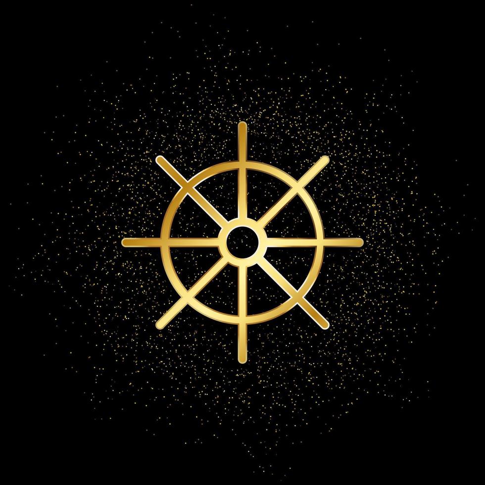dharma roue or icône. vecteur illustration de d'or particule arrière-plan.. spirituel concept vecteur illustration .