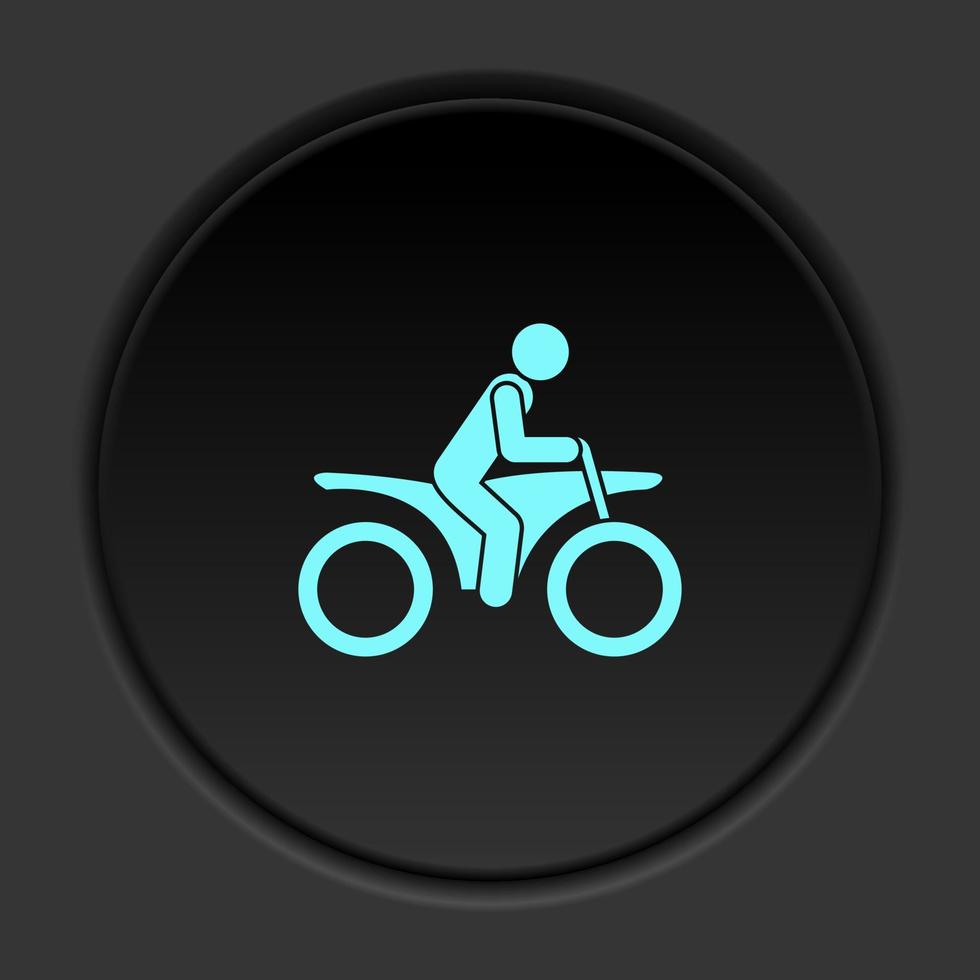 rond bouton icône motard. bouton bannière rond badge interface pour application illustration sur foncé Contexte vecteur