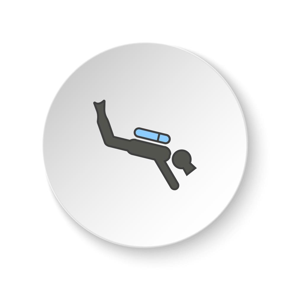 rond bouton pour la toile icône, plongeur, homme. bouton bannière rond, badge interface pour application illustration sur blanc Contexte vecteur