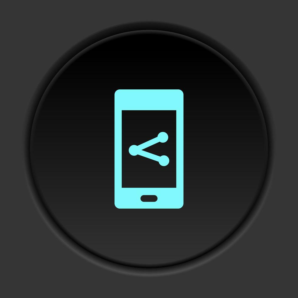 foncé bouton icône téléphone partager. bouton bannière rond badge interface pour application illustration sur assombrir Contexte vecteur