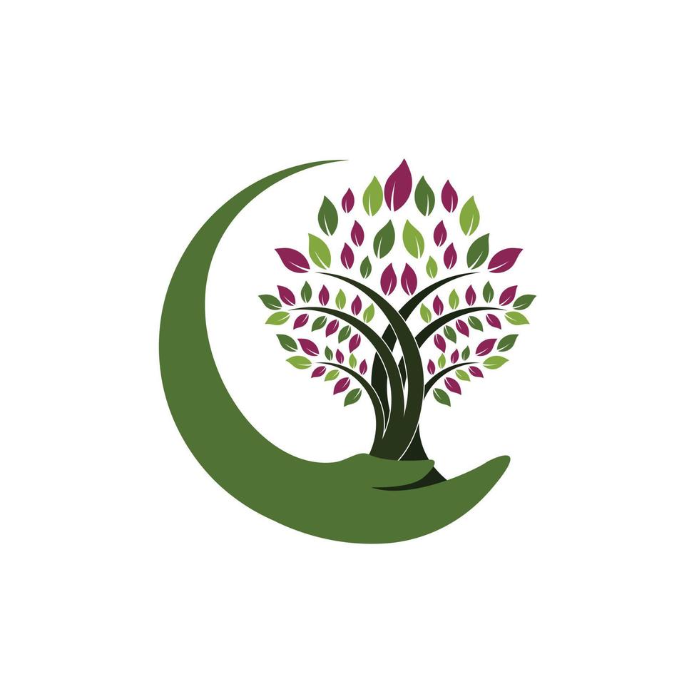 arbre croissance de main icône logo conception. vecteur