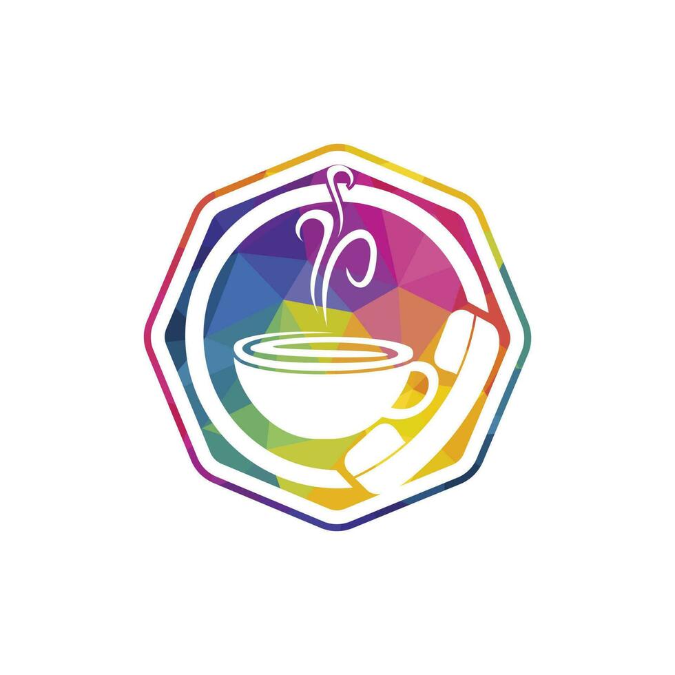 création de logo vectoriel d'appel de café. combiné et icône de tasse.