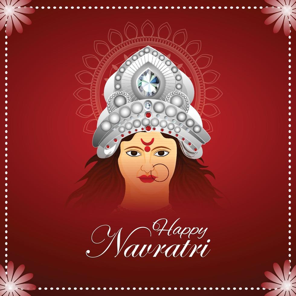 Carte de voeux joyeux navratri avec illustration de la déesse Durga vecteur