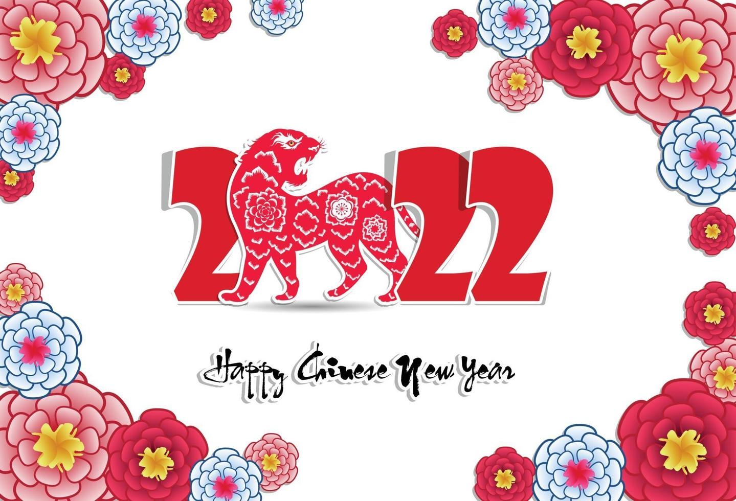 bonne année chinoise 2022 - année du tigre. modèle de conception de bannière de nouvel an lunaire. vecteur