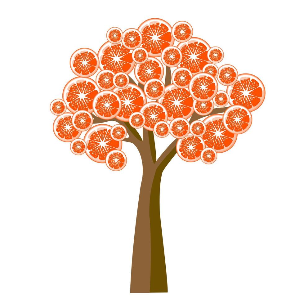 abstrait arbre avec Orange tranches. pour affiches, logos, Étiquettes, bannières, autocollants, produit emballage conception, etc. vecteur illustration
