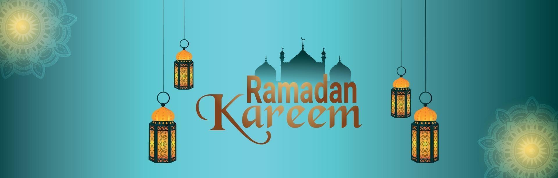 joyeux ramadan kareem bannière ou en-tête vecteur