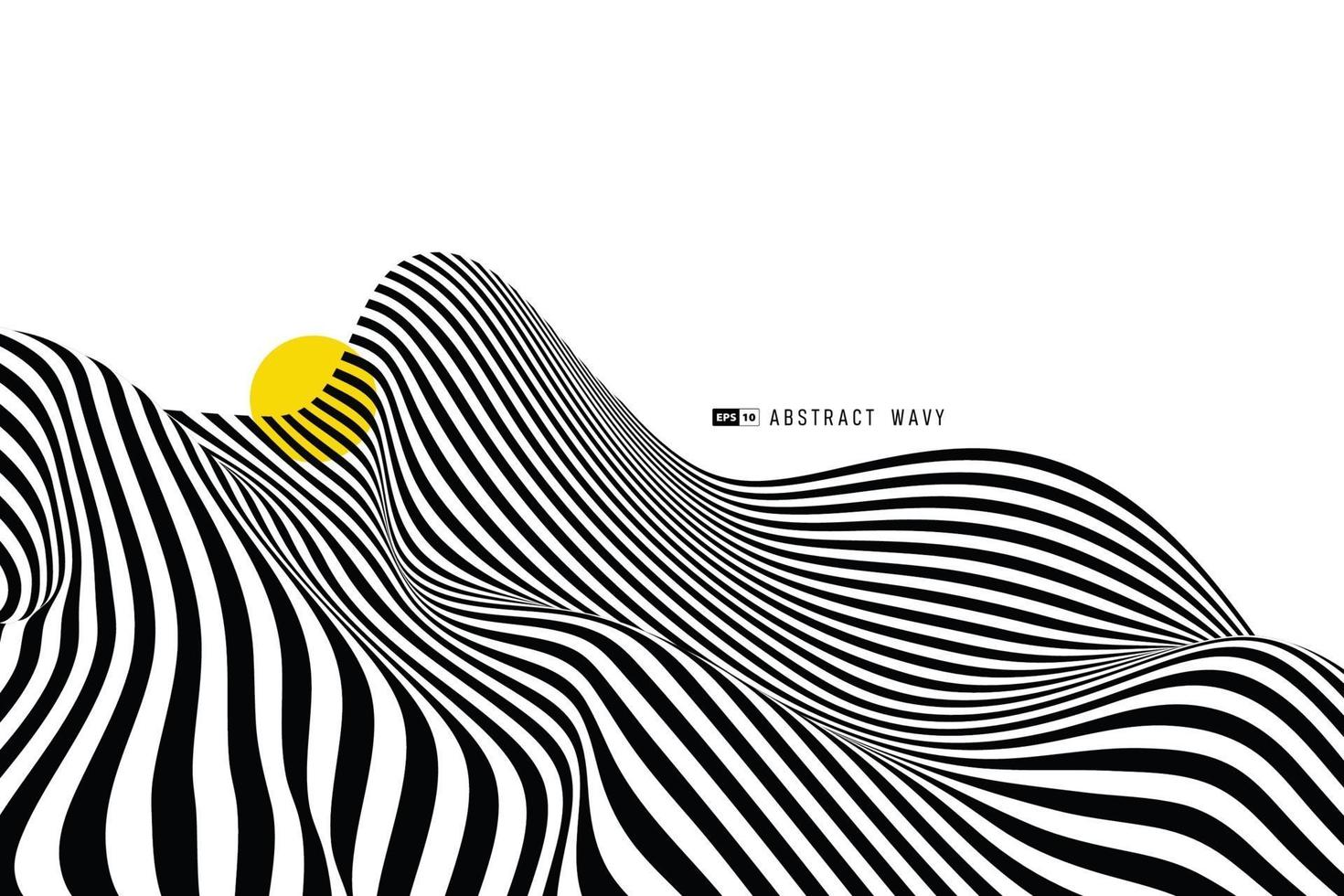 ligne ondulée abstraite bande noire et blanche de distorsion décorer le fond de la couverture. illustration vectorielle eps10 vecteur
