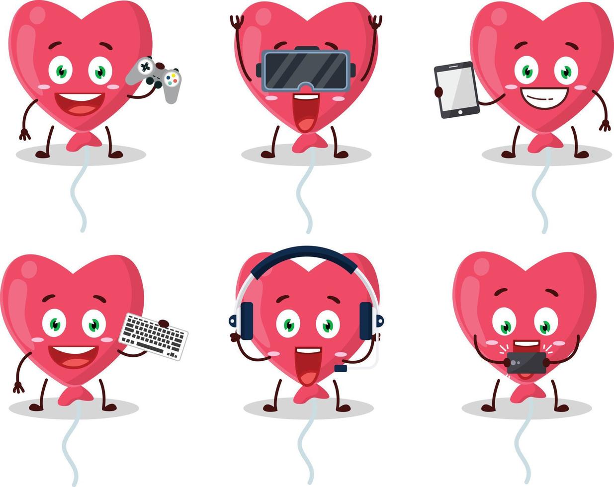 rouge l'amour ballon dessin animé personnage sont en jouant Jeux avec divers mignonne émoticônes vecteur
