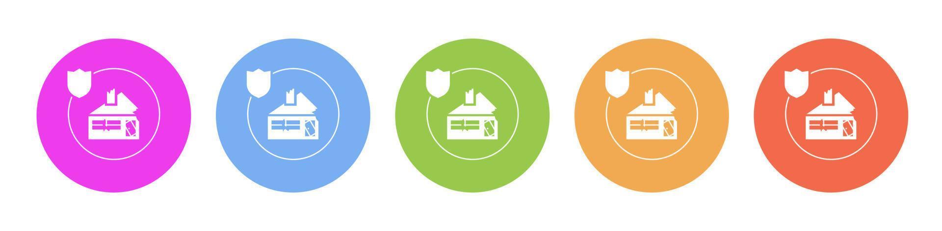 multi coloré plat Icônes sur rond arrière-plans. maison, assurance, naturel, calamité multicolore cercle vecteur icône sur blanc Contexte