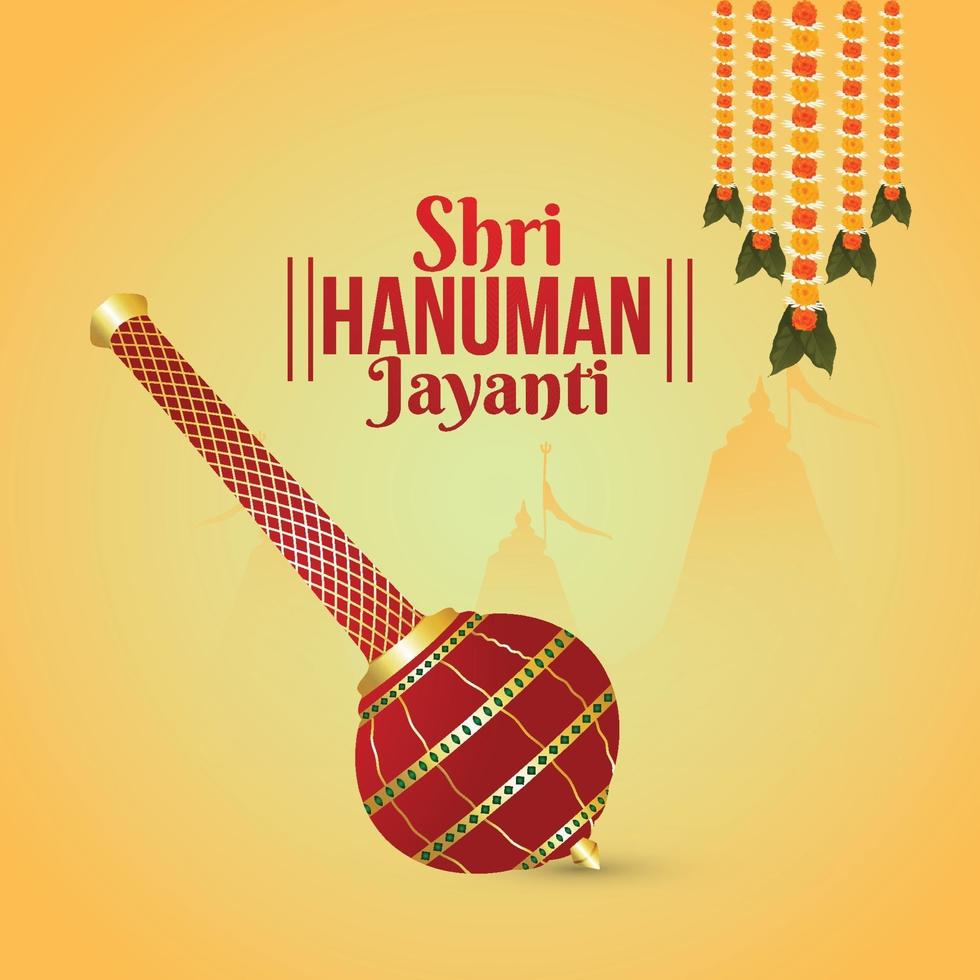 illustration créative de hanuman jayanti, célèbre l'arrière-plan avec l'arme du seigneur hanuman vecteur