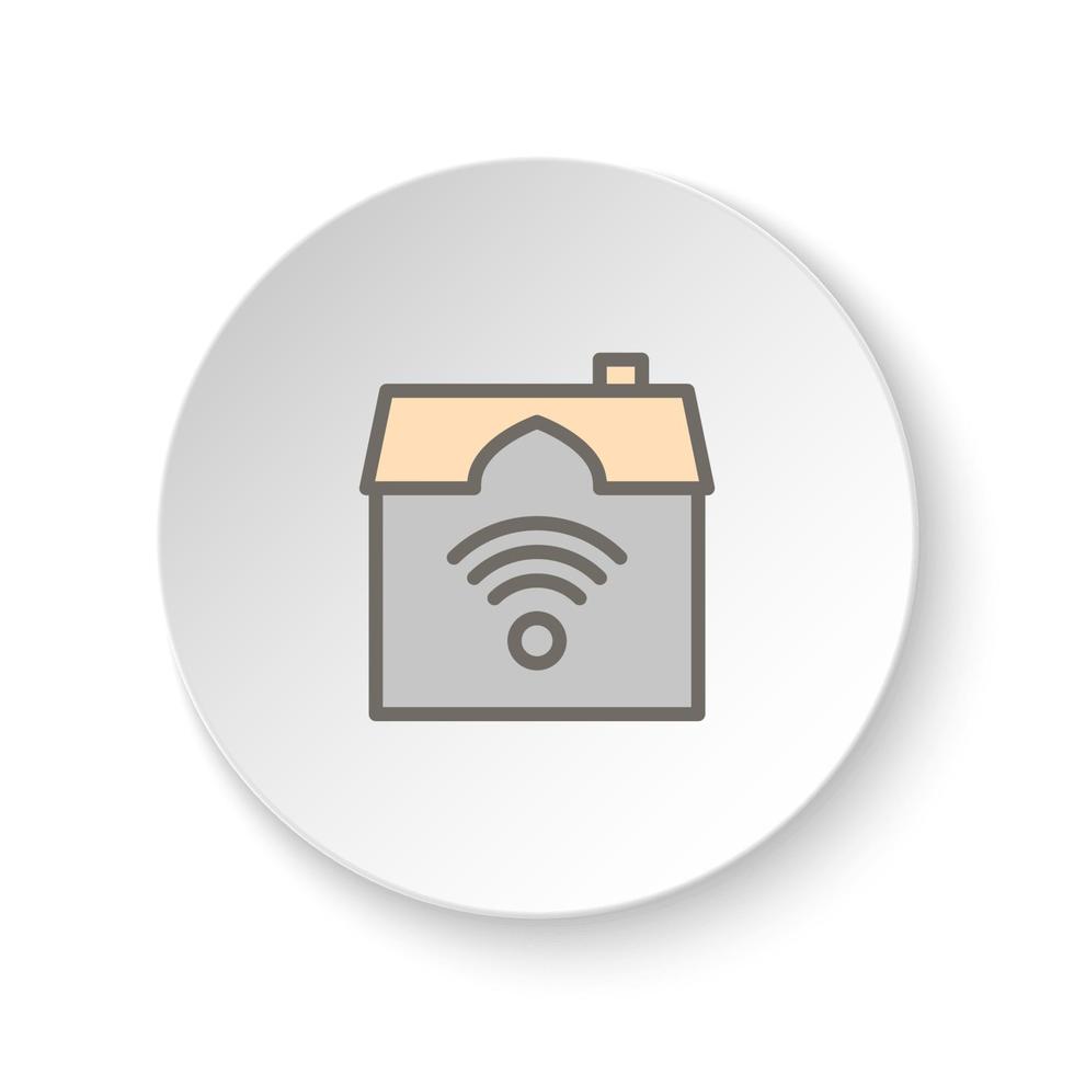 rond bouton pour la toile icône, loger, intelligent, Wifi. bouton bannière rond, badge interface pour application illustration sur blanc Contexte vecteur