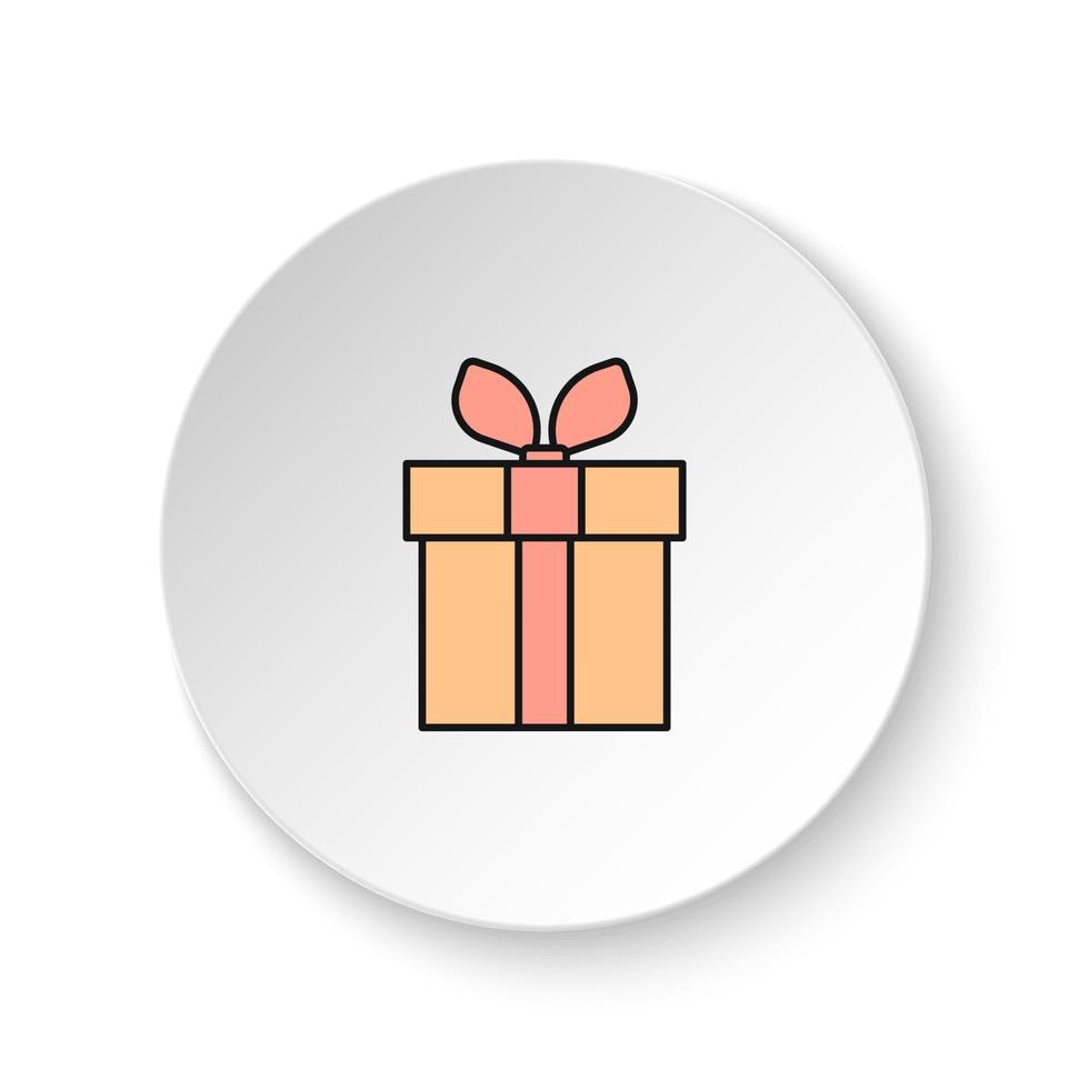 rond bouton pour la toile icône, cadeau, boîte, en ligne. bouton bannière rond, badge interface pour application illustration sur blanc Contexte vecteur