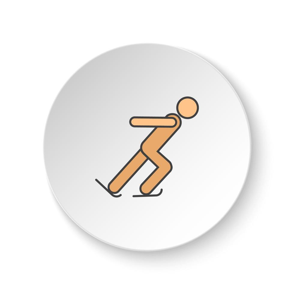 rond bouton pour la toile icône, la glace patinage athlète. bouton bannière rond, badge interface pour application illustration sur blanc Contexte vecteur