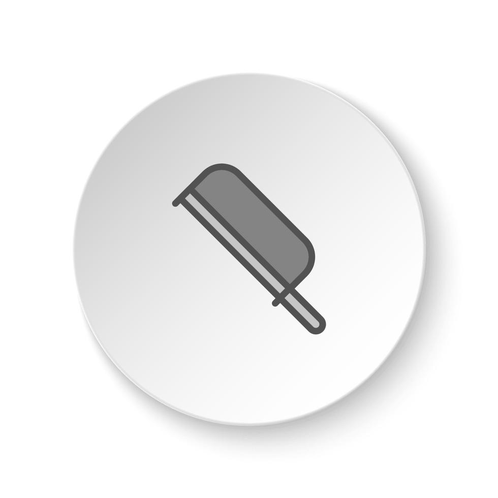 rond bouton pour la toile icône, scie sauteuse, main, scie. bouton bannière rond, badge interface pour application illustration sur blanc Contexte vecteur