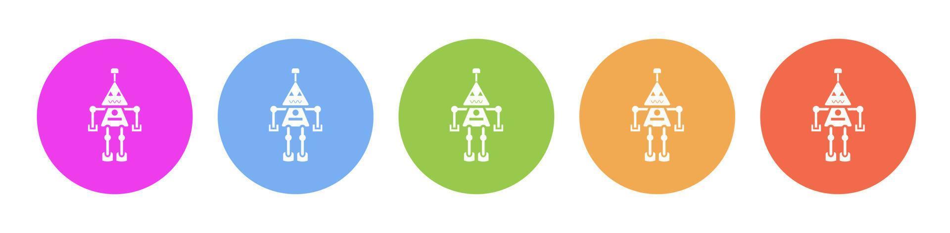 multi coloré icône robot technologie. bouton bannière rond badge interface pour application illustration sur blanc Contexte vecteur