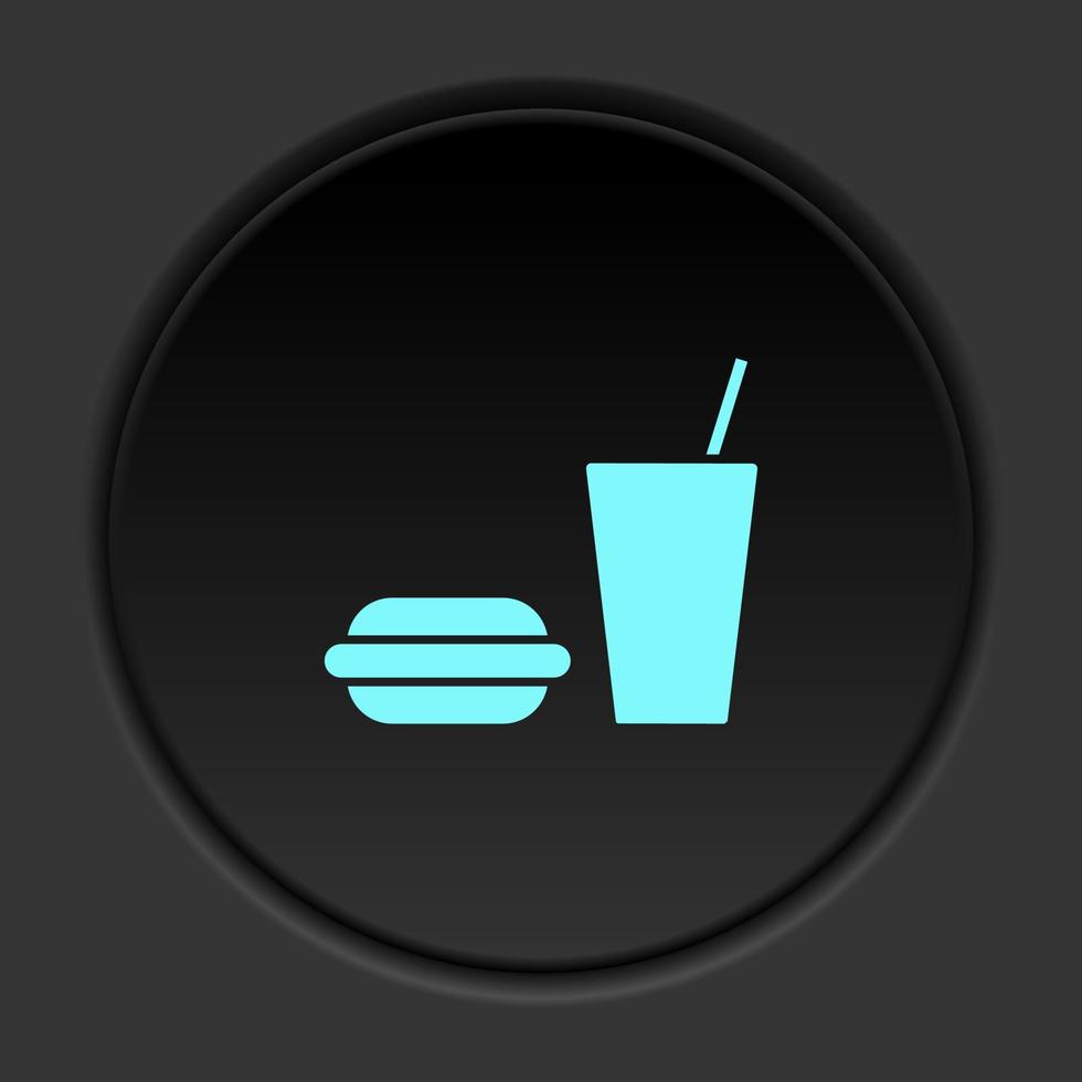 rond bouton icône gencive Burger boire. bouton bannière rond badge interface pour application illustration sur foncé Contexte vecteur